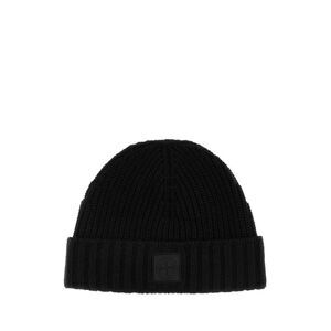 Stone Island Men Black Cashmere Beanie Hat